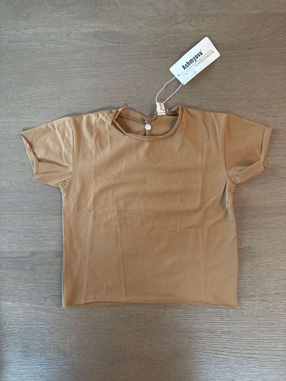 Kids Unisex Tan Neutral Short Sleeve T-Shirt Size 90